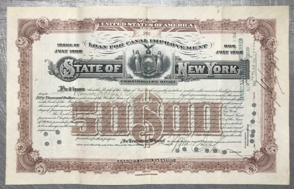 50x Canal Improvement $50.000 Issue 1908