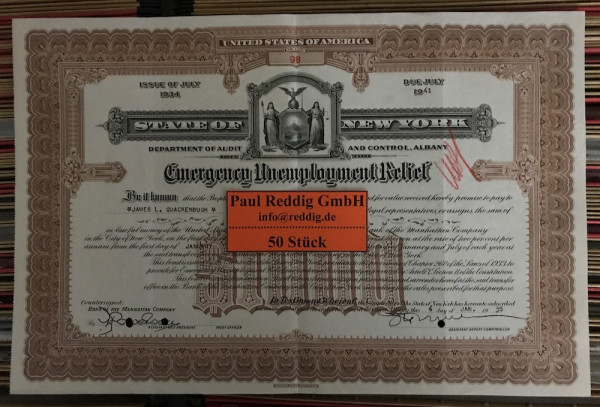 50x Emergency Unemployment Relief $1.000 Issue 1934