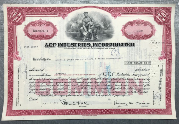100x ACF Industries Incorporated (&lt;100 Shares) 1970er