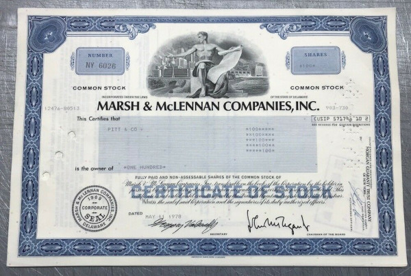 100x Marsh & McLennan Companies Inc. (diverse Shares) 1970er