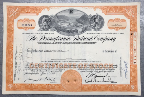 100x Pennsylvania Railroad Company (<100 Shares) 1960er