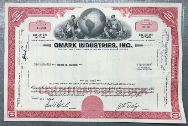 100x Omark Industries Inc. (&lt;100 Shares) 1960er